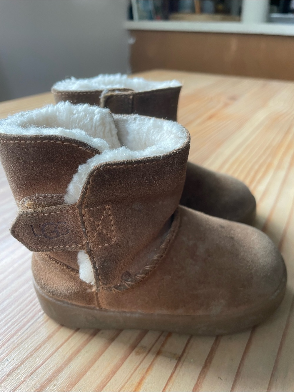 UGG Baby Brown Suede Shearling-Lined Boots